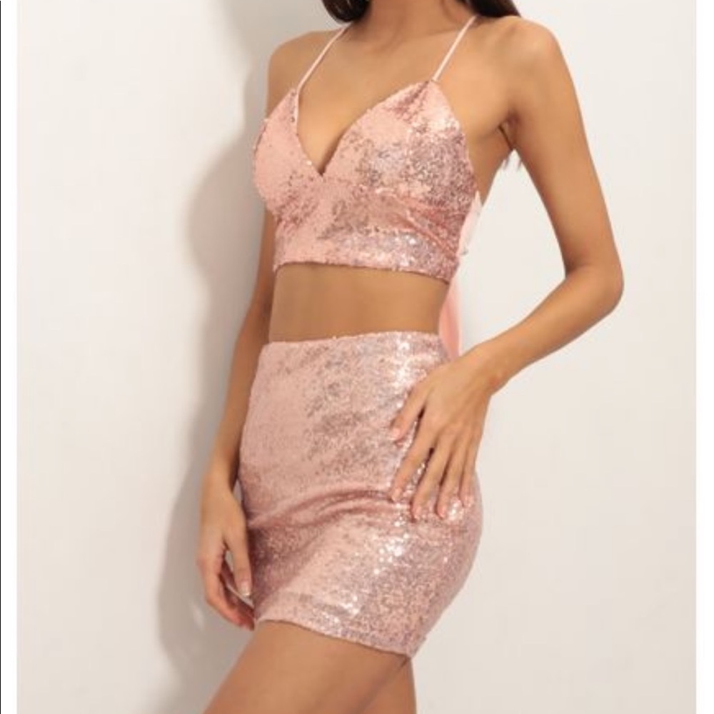 Bel-air Two Piece Set in Sequin Rose